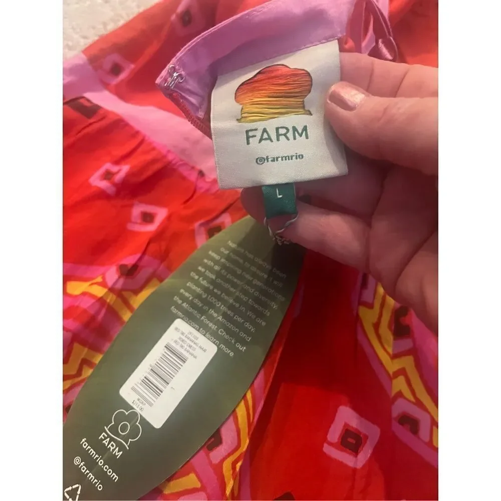 NWT FARM RIO RED TIKI BANANAS MAXI TIERED DRESS